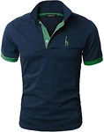 GNRSPTY Poloshirt Herren Kurzarm Polohemd Giraffe Stickerei Einfarbig T-Shirt Blau (3)