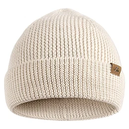 Merino Beanie für Damen & Herren, mit recyceltem Polyester, Klassische Unisex Mütze, Weich, Warm, Stretchy, Nachhaltig (Weiß)