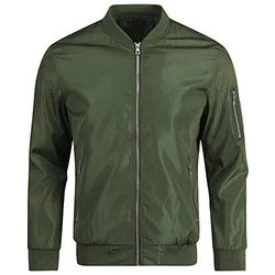 YOUTHUP Herren Leichte Jacke Langarm Bomberjacke Sportjacke Casual Übergangsjacke Grün