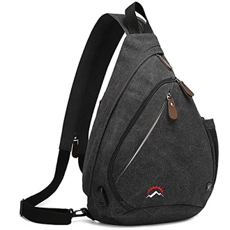 KAKA Sling Bag Crossbody Rucksack Schwarz