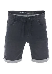 Herren Jeans Shorts RIVPaul Kurze Hose Sommer Bermuda Stretch Denim Short Sweathose Baumwolle Schwarz w32, Größe:W 32, Farbe:Black Denim (B22)
