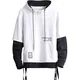 Moshtashio Kapuzenpullover für Herren, Patchwork Hoodie mit Kontrastfarbe Langarm Basic Sweatshirt Pullover mit Kapuze (Weiß, M)