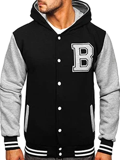 BOLF Herren Baseballjacken Bomberjacke Übergangsjacke Sportjacke J.Style [1A1] Schwarz (1A1)
