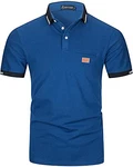 GHYUGR Herren Poloshirt Basic Kurzarm Polohemd Blau