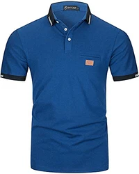 GHYUGR Herren Poloshirt Basic Kurzarm Polohemd Blau