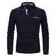 APAELEA Poloshirt Herren Langarm Baumwolle Golf T-Shirt Casual Tops,Navy blau,M