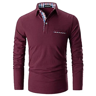 APAELEA Poloshirt Herren Golf T-Shirt mit Klassische Karierte Knopfleiste