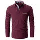 APAELEA Poloshirt Herren Baumwolle Langarm Golf T-Shirt mit Klassische Karierte Knopfleiste,Rot,M