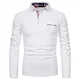 APAELEA Poloshirt Herren Baumwolle Langarm Golf T-Shirt mit Klassische Karierte Knopfleiste,Weiß,M