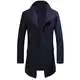 Allthemen Wintermantel Mantel Herren Lang Slim Fit Herrenmantel Winter Schwarz Business Mantel Herren Wolle Wollmantel Dunkelblau M