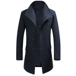 Wintermantel Mantel Herren Lang Slim Fit Herrenmantel Winter Schwarz Business Mantel Herren Wolle Wollmantel Dunkelblau S