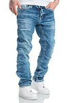 Amaci&Sons Herren Dicke Nähte Destroyed Jeans Regular Slim Denim Hose Fit 7983WC Hellblau Amaci&Sons Herren Dicke Nähte Destroyed Jeans Regular Slim Denim Hose Fit 7983WC Hellblau