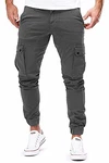Cassiecy Herren Hose Jogger Chino Cargo Jeans Hosen Stretch Sporthose mit Taschen Slim Fit Freizeithose Dunkelgrau