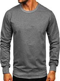 Herren Sweatshirt Pullover Sweater Pulli Langarmshirt Longsleeve Freizeit Sport Fitness Outdoor Basic Casual Style B10001 Anthrazit M [1A1]