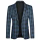 YOUTHUP Herren Slim Fit Sakko 1 Knopf Kariert Formelle Anzugjacke Business Blazer