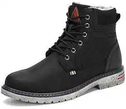 Winterschuhe Herren Winterstiefel Gefüttert Winter schuhe Wasserdicht Rutschfest Outdoor Boots Warme Wanderschuhe Trekking Stiefel Schneestiefel Schwarz 41 EU