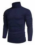 COOFANDY Rollkragenpullover Herren Langarmshirt Marine