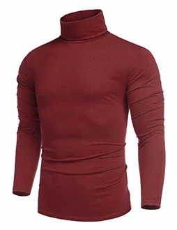 COOFANDY Rollkragenpullover Herren Langarmshirt Weinrot COOFANDY Rollkragenpullover Herren Langarmshirt Weinrot