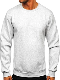 Herren Sweatshirt ohne Kapuze Pullover Sweater Pulli Langarmshirt Rundhals Crew Neck Hochwertige Weiche Baumwollmischung Freizeit Training Sport Basic Casual Style 2001 Grau(Hell) M [1A1]