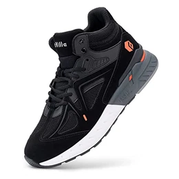Extra Weit Laufschuhe Herren Breite Turnschuhe Sportschuhe Hoch Sneaker Bequeme Walkingschuhe Stiefel für Plantarfasziitis Schwarz 45 EU X-Weit