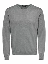 ONLY&SONS Herren ONSWYLER Life LS Crew NOOS Knit, Medium Grey Melange, M