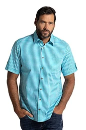 JP 1880 Herren große Größen Übergrößen Menswear L-8XL Hemd, Tracht, Halbarm, Kent Kragen, Modern Fit türkis L 723283750-L