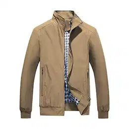 Herren Jacke Leichte Freizeit Übergangsjacke Langarm Sommer Bomberjacke Outdoor Sportjacke, Khaki, M