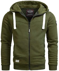 A. Salvarini Herren Pullover Langarm Sweatshirt Kapuzen Hoodie Biker AS123 (AS-123) Grün (AS123)