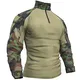 Memoryee Herren Military Tactical Army Combat Langarmhemd Slim Fit T-Shirt mit 1/4 Reißverschluss und Taschen/Jungle/M