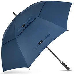 Regenschirm Groß Sturmfest,Golf Stockschirm XXL Automatik Auf,68 Inch Regenschirm für Herren Damen,Doppelt üBerdachung BelüFtet(Marineblau)