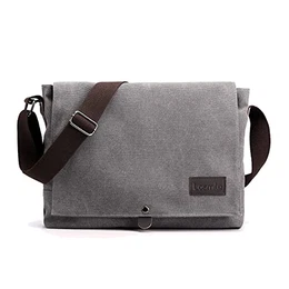 LOSMILE Schultertasche Herren,Canvas Messenger Bags Einfache. (Grau)