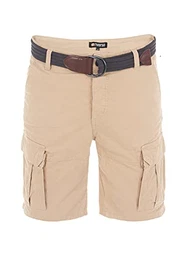 Herren Cargo Shorts RIVJakob Kurze Hose Regular Bermuda 100% Baumwolle Mit Gürtel Beige w32, Größe:W 32, Farbe:Middle Beige (20300)