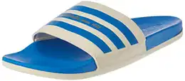 Unisex Adilette Comfort Slides, Wonder White/Blue Rush/Gold Met, 36 2/3 EU