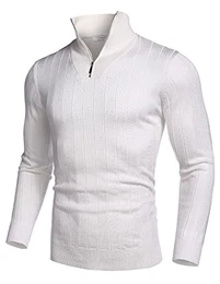 Herren Stehkragenpullover Zip Neck Longsleeve Feinstrickpullover Rollkragenpullover Sweat Männer Sweatshirt Sweater Warmes