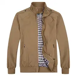 Herren Jacke Regular Fit Sommer Übergangsjacke Leichtgewicht Freizeitjacke Bomber Sportjacke, Khaki, S