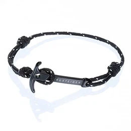ICE AXE Armband für Herren & Damen mit Eispickel - hochwertiges Stoffarmband - Bracelet geflochten - Armbänder aus Stoff - ideales Bergsteiger Geschenk (Schwarz)