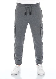 riverso Herren Sweathose RIVLars Trainingshose Cargo Jogger Jogginghose Sporthose Freizeithose Slim Einfarbig Baumwolle Grau M, Größe:M, Farbe:Grey Melange Standard 2 (23300)