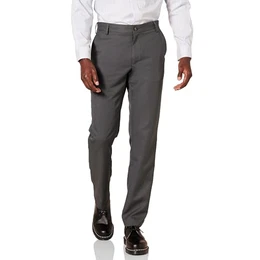 Herren Flatfront-Anzughose in schmaler Passform, Kohlegrau, 32W / 32L