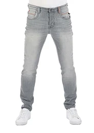 Herren Jeans Hose RIVCaspar Slim Fit Jeanshose Used Look Baumwolle Denim Stretch Schwarz Blau Grau w29 w30 w31 w32 w33 w34 w36 w38, Farbe:Grey Denim (G104), Länge:L32, Weite:32W