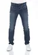 riverso Herren Jeans Hose RIVCaspar Slim Fit Jeanshose Used Look Baumwolle Denim Stretch Schwarz Blau Grau w29 w30 w31 w32 w33 w34 w36 w38, Farbe:Dark Blue (D242), Länge:L32, Weite:32W