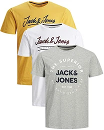 Herren T Shirt 3er Pack Print Mix Rundhals Tee Regular Slim Fit O Neck Ausschnitt (Regular Fit Mix 18, M)
