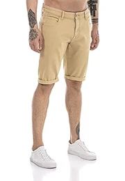 Jeans-Shorts für Herren Kurze Hose Denim Freizeithose Chino Look Beige W36