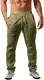 Gemijacka Herren Leinenhose Lang Leicht Sommerhose Loose Fit Freizeithose für Urlaub Strand Alltag Grün M