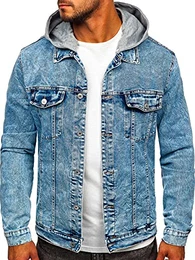 Herren Jeans Jacke Denim Jacket Übergangsjacke Langarm Knopfleiste Casual Denimwear Leichte HY958 Dunkelblau M [4D4]