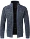 Pinkpum Strickjacke Herren Fleecejacke Mit Reißverschluss und Stehkragen, Gestrickt Cardigan Herren Blau M