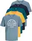 JACK & JONES Herren 5er-Set T-Shirts in verschiedenen Styles, Prints und Farben aus Baumwolle (Slim Fit Mix 11, M)