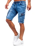 BOLF Herren Kurze Jeanshose Shorts Bermudas Jeans Short Kurze Hose Destroyed Used Denim Stretch Freizeithose [7G7] Dunkelblau (7G7)