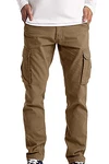 Cassiecy Herren Hose Jogger Chino Cargo Jeans Hosen Stretch Sporthose mit Taschen Slim Fit Freizeithose Khaki