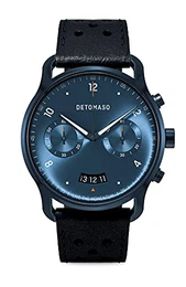 SORPASSO Chronograph Dark Blue Herren-Armbanduhr Analog Quarz Lederarmband Blau