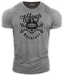 Herren Fitness-T-Shirt Viking Warrior Fitnesskleidung für Herren Bodybuilding T-Shirt ideal für MMA Strongman Crossfit, Heather Steel Grey, M